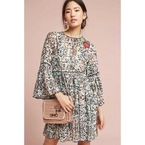 Anthropologie BHANUNI by JYOTI Libra Embroidered Tunic Dress Floral Size 2